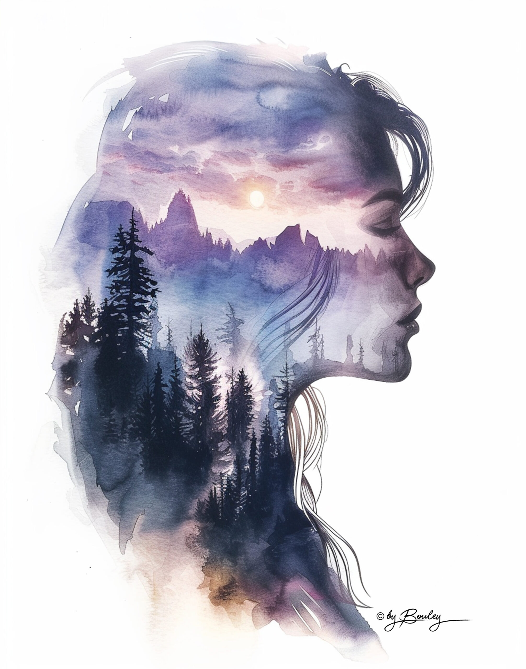 Water color illustration of twilight, mystical, whisper, isolate white background, --ar 4:5 --personalize 3aoepe7 --v 6