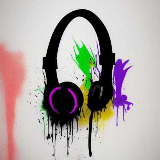 Color dripping, graffiti headphone symbol art on wall