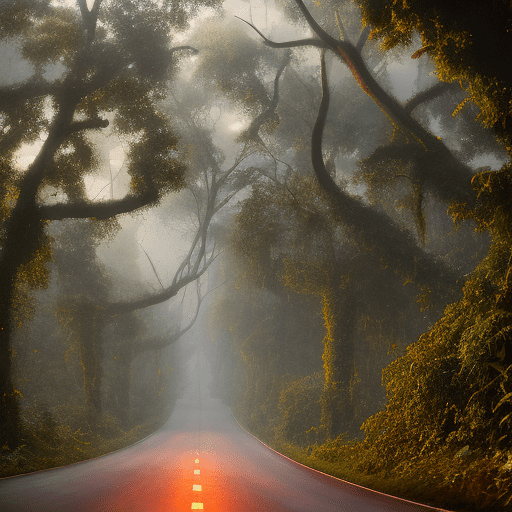 The sky with a faint reddish hue, casting an eerie glow over the jungle the trees and plants, covered in a thin layer of dust, creating swirling patterns in the sky, cutting through the dense jungle, it is flanked by thick vegetation on both sides, with overhanging branches and vines that create a tunnel-like effect, the surface of the road is uneven, composed of dirt and gravel, with numerous potholes and patches of mud, the jungle encroaches on the road, with roots and plants often spilling onto the path, the road is frequently shrouded in shadows due to the dense canopy above, digital world with neon lights, sleek designs, and futuristic elements, a vast digital landscape filled with towering structures, glowing pathways, and intricate circuits, the environment is predominantly dark, illuminated by vibrant neon lights in shades of blue, orange, and white, high-tech interiors of the mainframe to the more rugged, industrial areas of the outlands, each environment is meticulously designed with a futuristic aesthetic, the color palette is dominated by dark backgrounds contrasted with bright neon colors,