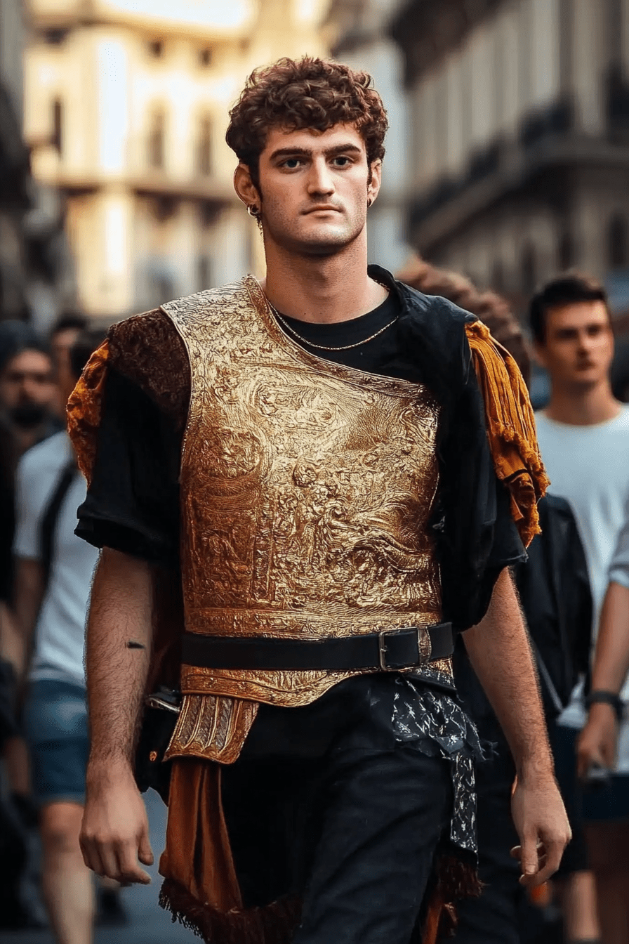 Modern photo of the nero the emperor walking down the street in milan in stylish clothes --ar 2:3 --v 6. 1 --personalize mizhley