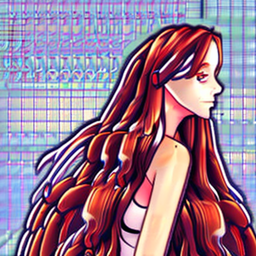 Stunning digital illustration, 20yo male showing her back to camera, soft features, posing, long red hair, medium distance, wearing long sundress, barefoot, alluring, sultry facial expression, natural colors, ultra detailed, 4k, unforgettable, very intricate, niji style, comics style, anime style