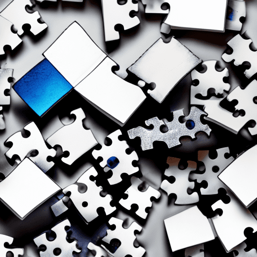 Broken integration, pieces apart. Detailed. White background