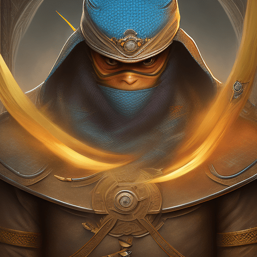 Digital art of a ninja, cartoon style, matte painting, magic realism, bright colors, hyper quality, high detail, high resolution, --video --s 750 --v 6. 0 --ar 1:2