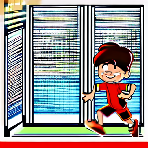 A cartoon boy was running