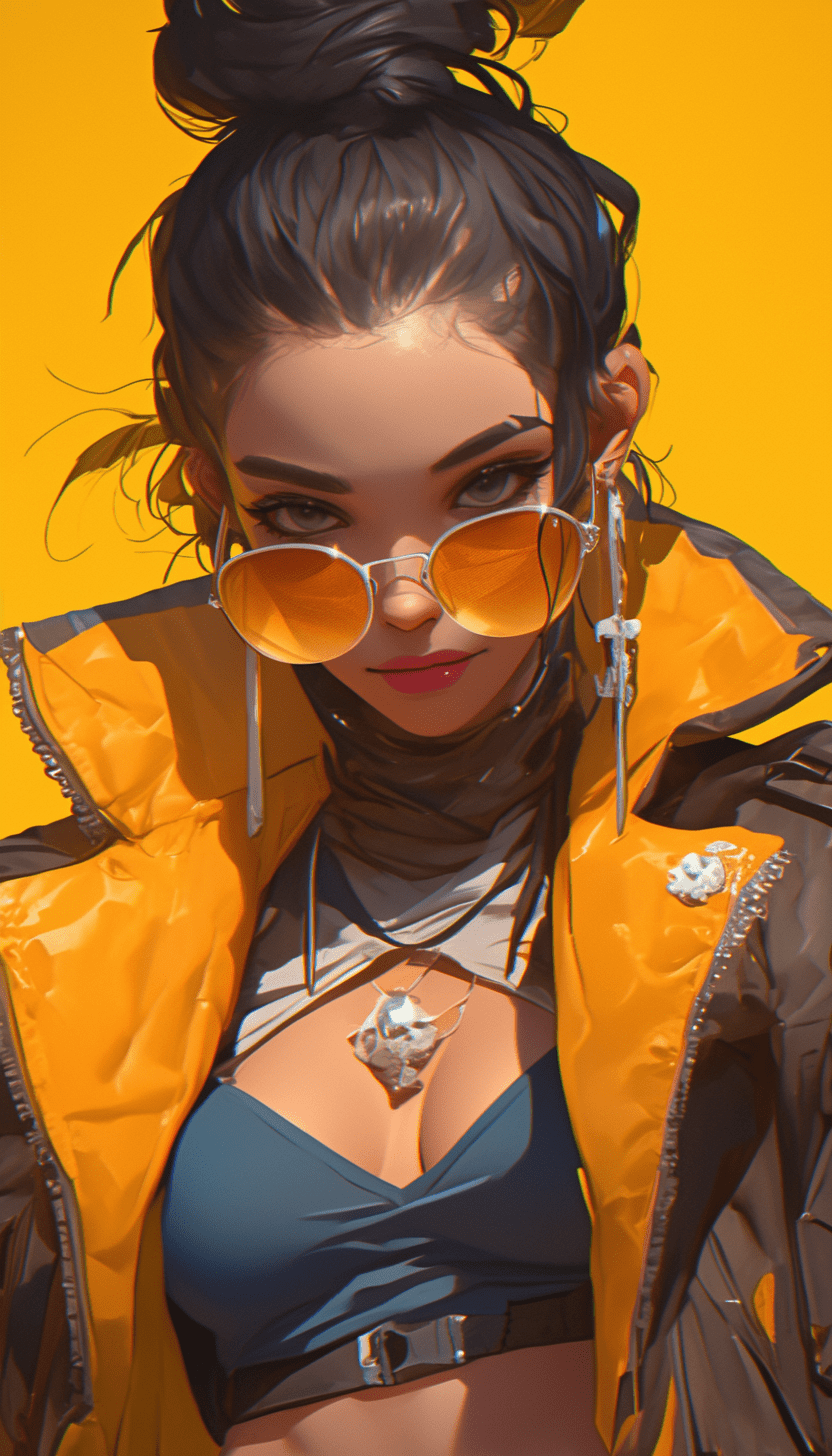 A girl wearing pirate and sunglasses, in the style of otherworldly illustrations, realistic color schemes, havencore, dark cyan and light amber, oriental ism, manapunk, dullcore --ar 4:7 --s 250 --niji 6