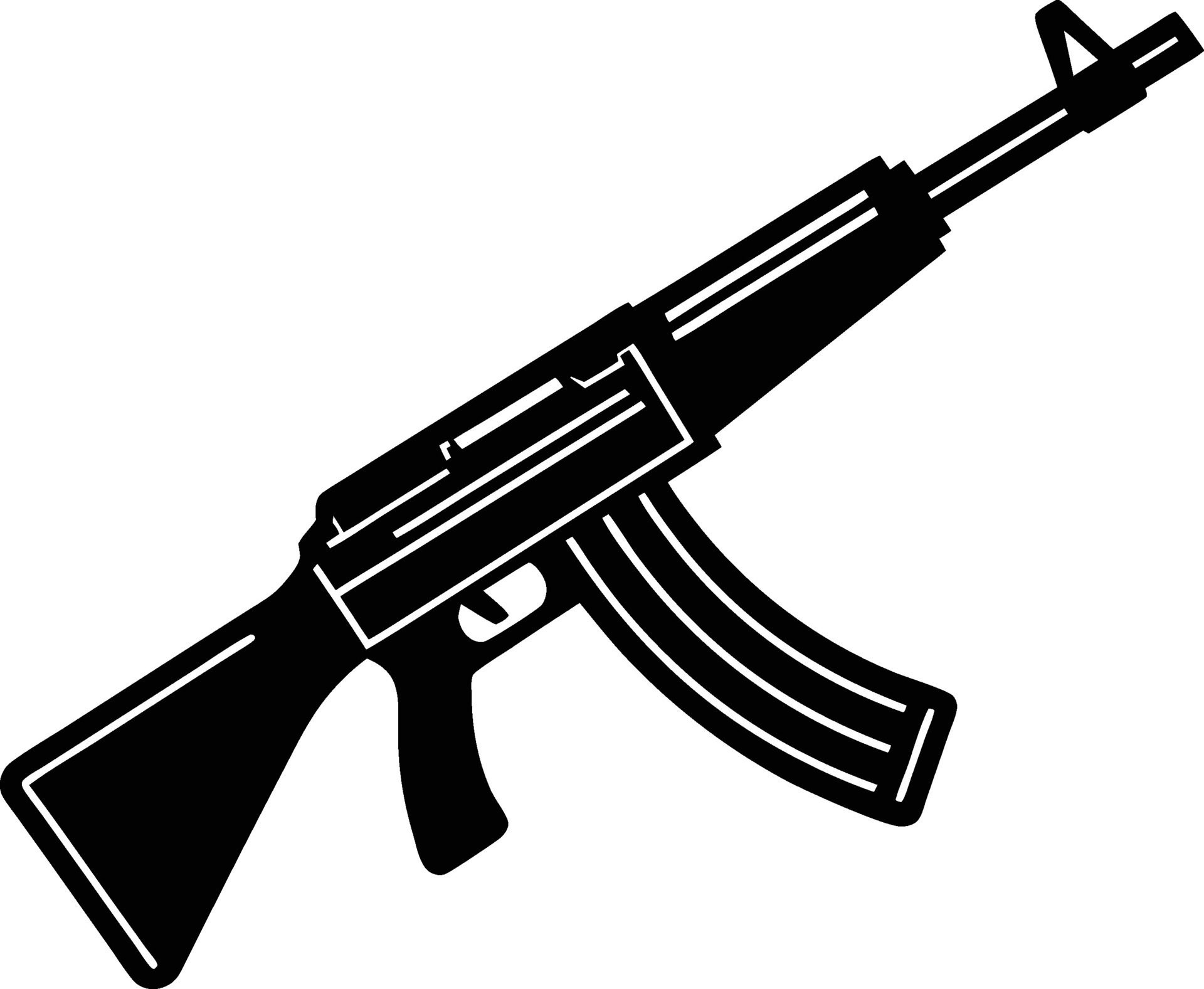 Submachine-gun-icon-kalashnikov-or-ak47-black-silhouette-illustration-free-vector