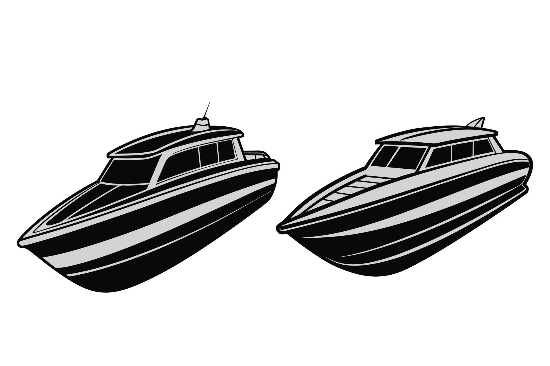 2-motorboat-silhouette-design-on-white-background-free-vector