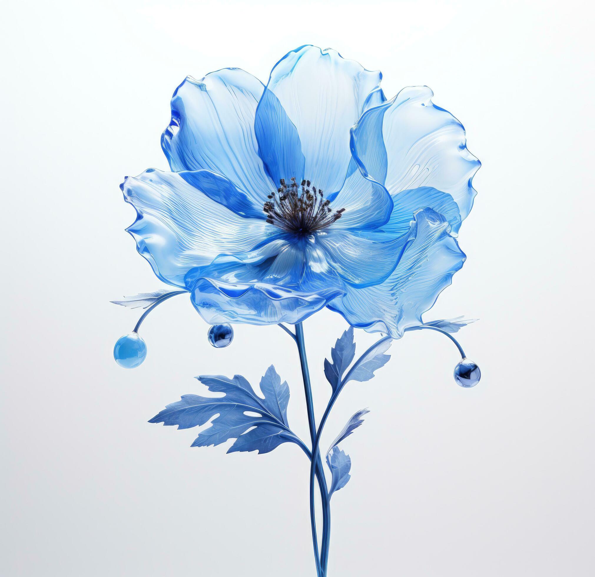 Ai-generated-a-blue-flower-with-a-long-stem-free-photo