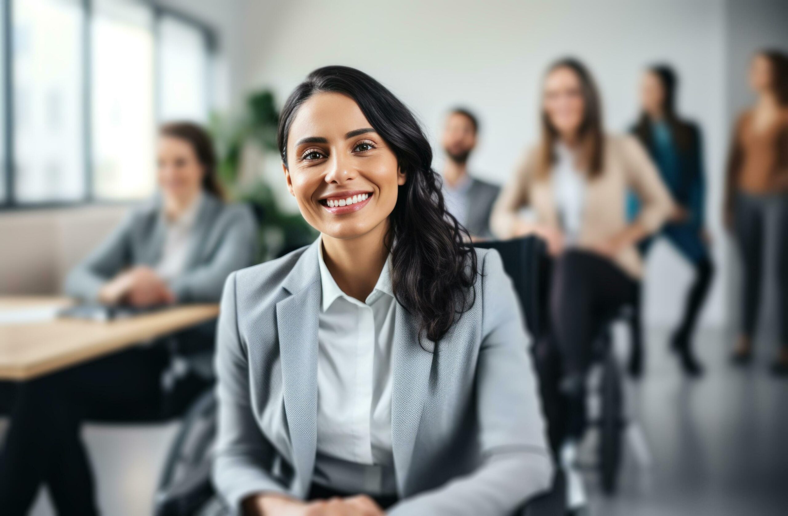 Ai-generated-an-employee-sitting-in-a-wheel-chair-while-others-are-in-an-office-free-photo