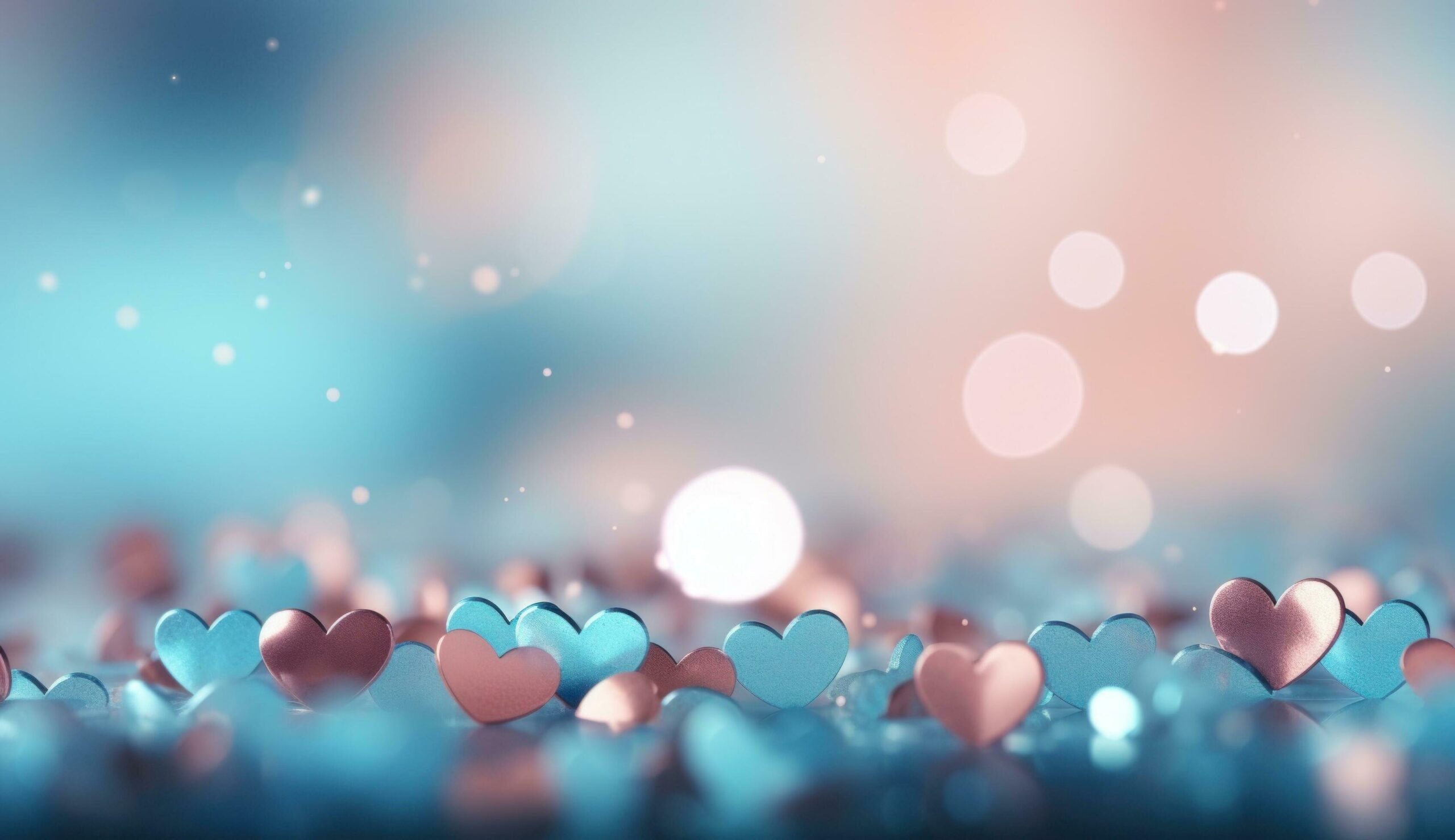 Ai-generated-blue-and-blue-bokeh-heart-valentines-day-background-free-photo