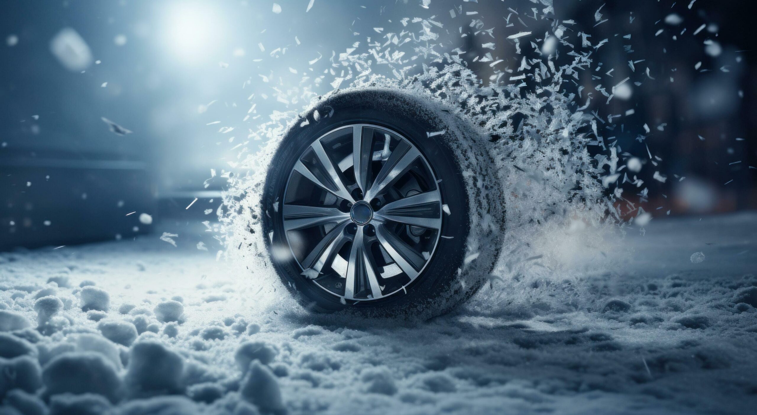 Ai-generated-car-tire-in-the-snow-free-photo