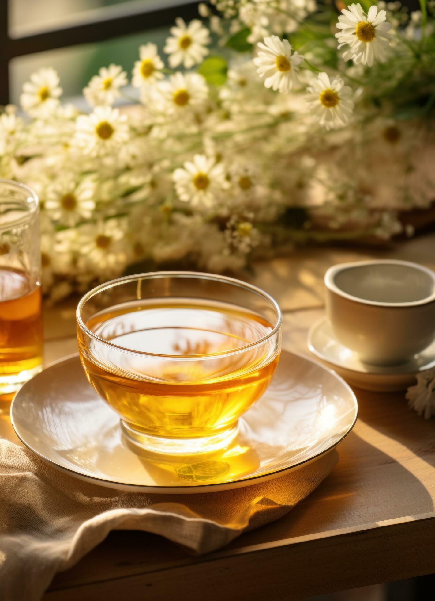 Ai-generated-chamomile-tea-and-flowers-on-the-table-free-photo