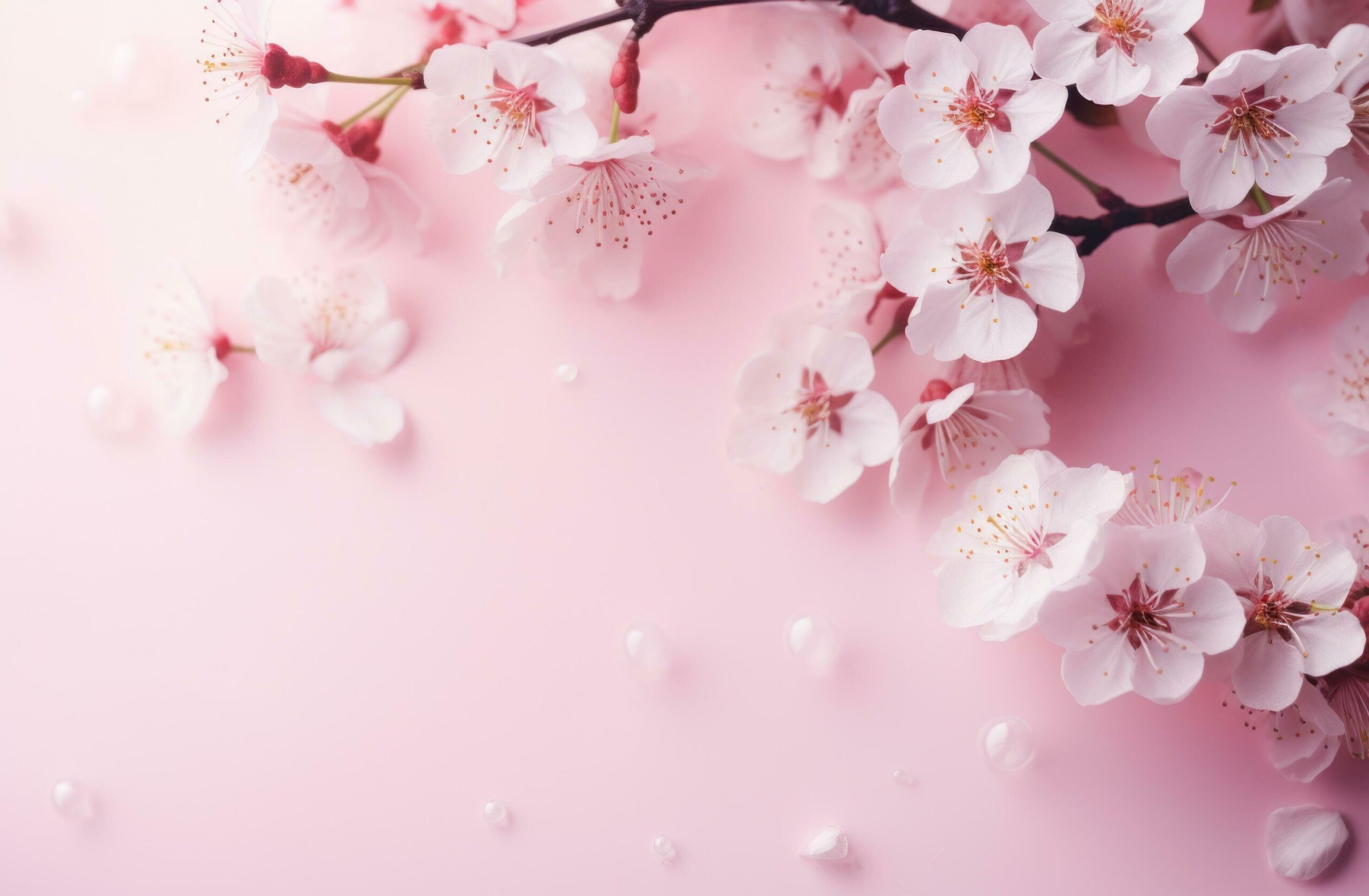 Ai-generated-cherry-blossoms-on-pink-background-free-photo
