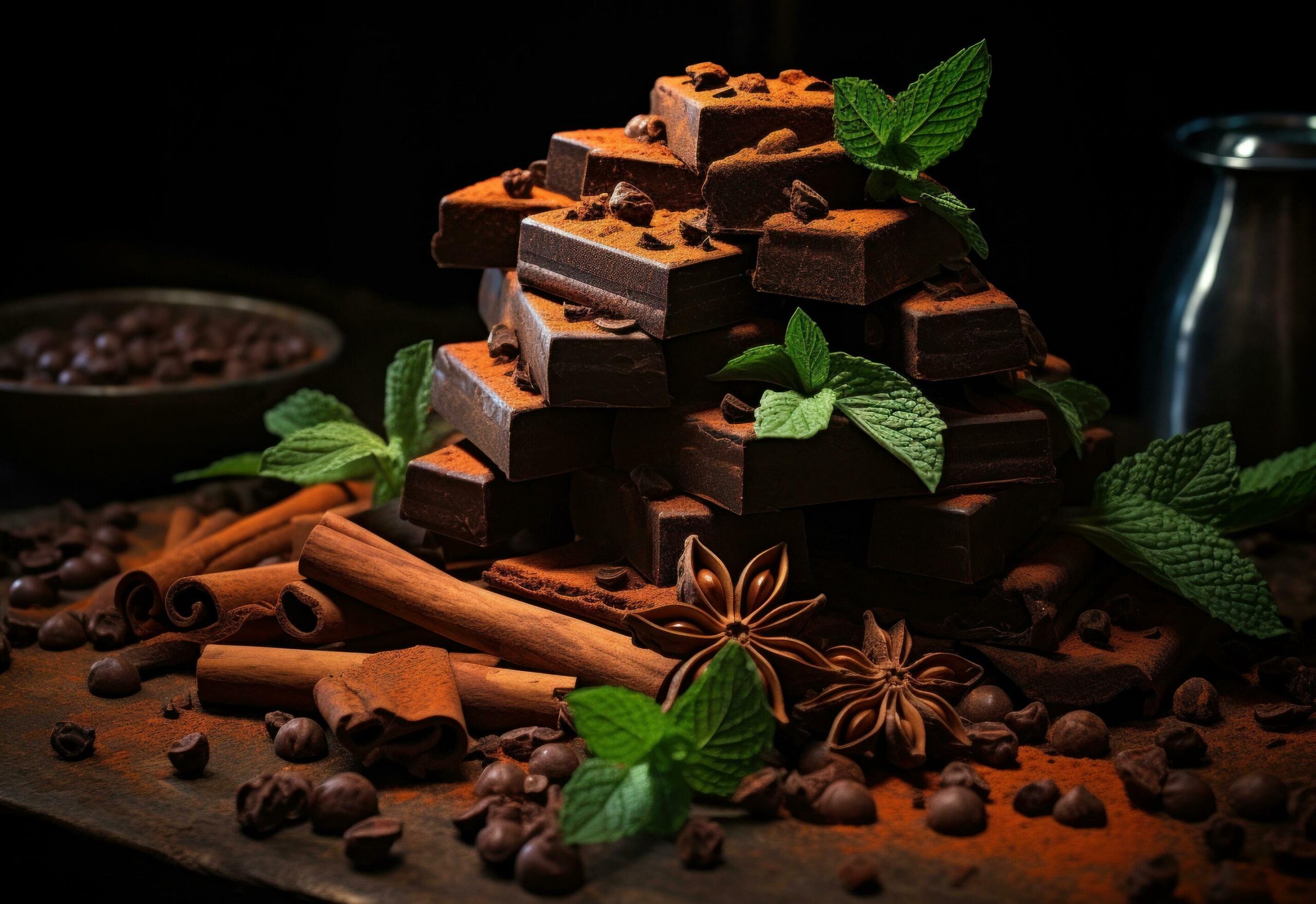 Ai-generated-chocolate-cloves-mint-and-spices-free-photo