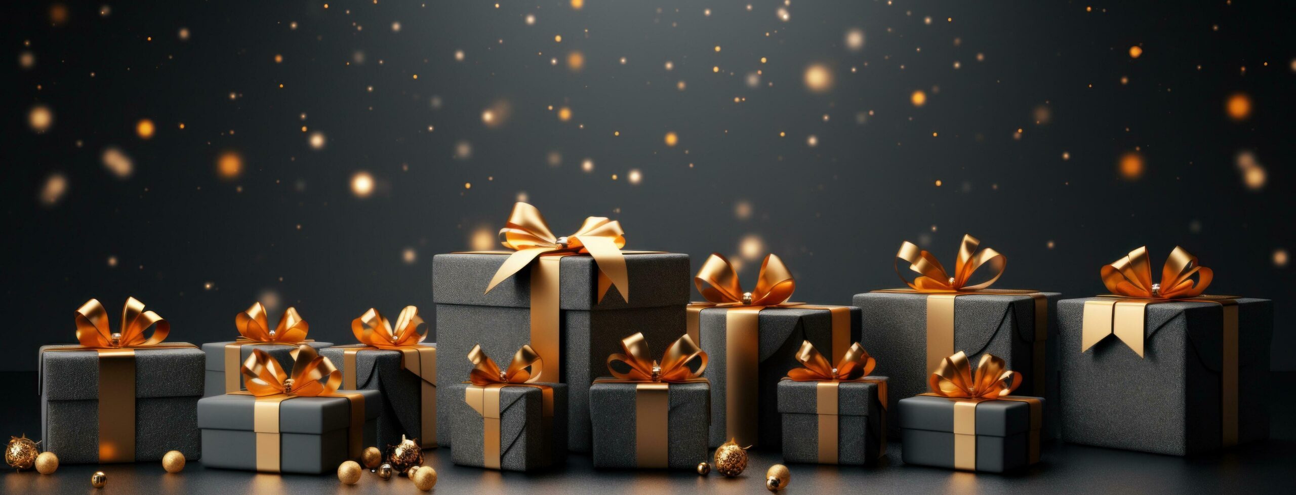 Ai-generated-christmas-gifts-on-grey-background-with-light-bouncing-free-photo