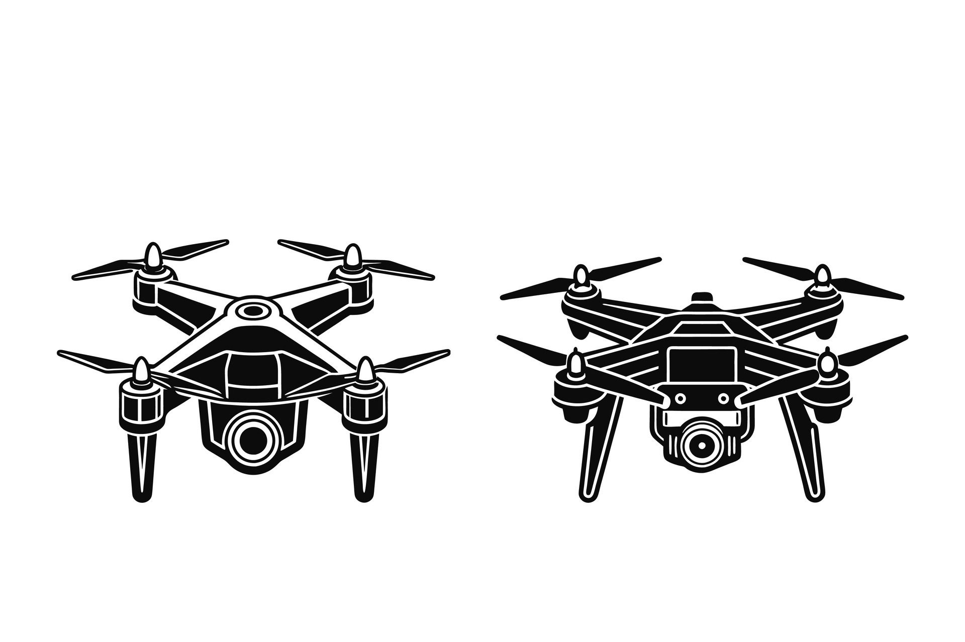 Ai-generated-drone-silhouette-white-background-free-vector