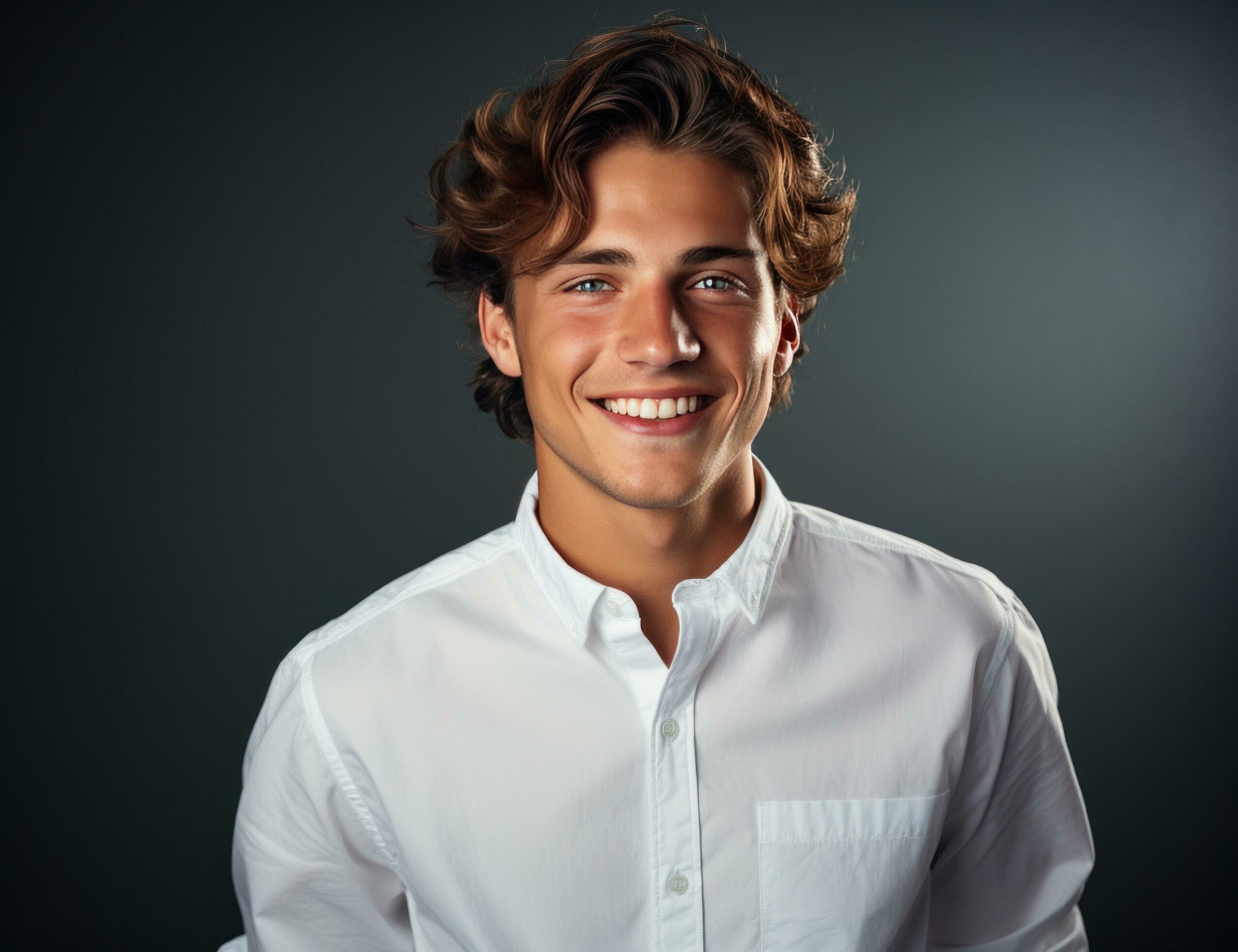 Ai-generated-smiling-portrait-of-a-man-dressed-in-white-shirt-free-photo