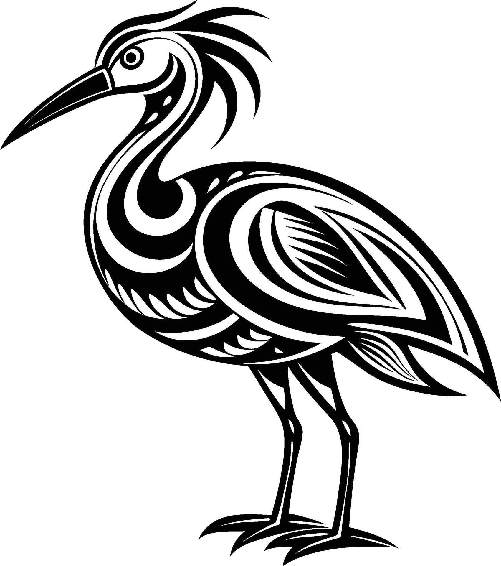 Heron-abstract-line-art-free-vector
