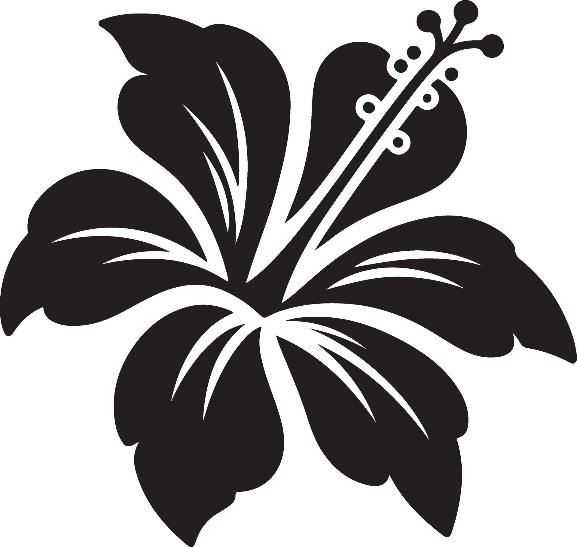 Hibiscus-flower-black-silhouette-free-vector