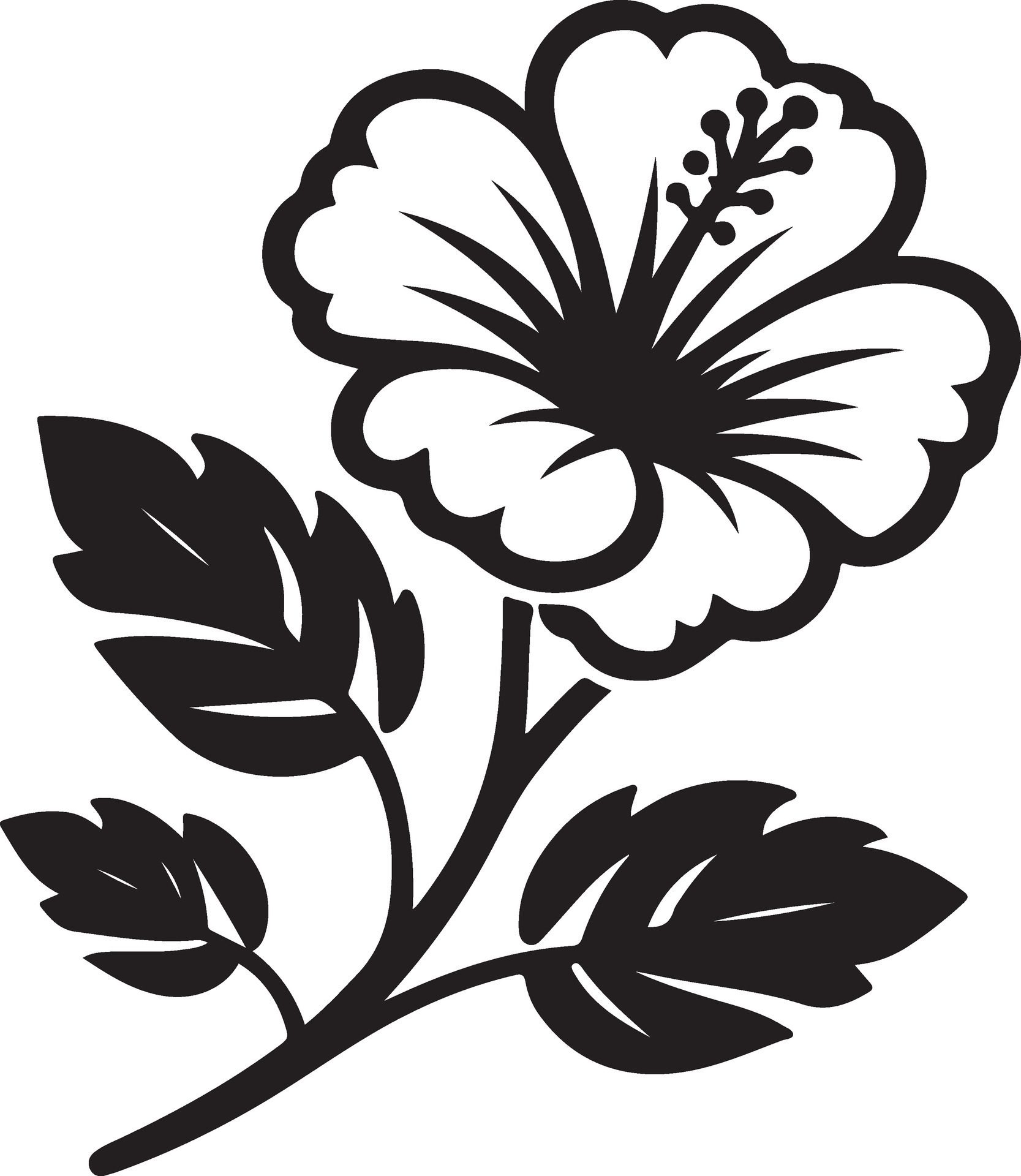 Hibiscus-flower-silhouette-art-icon-free-vector