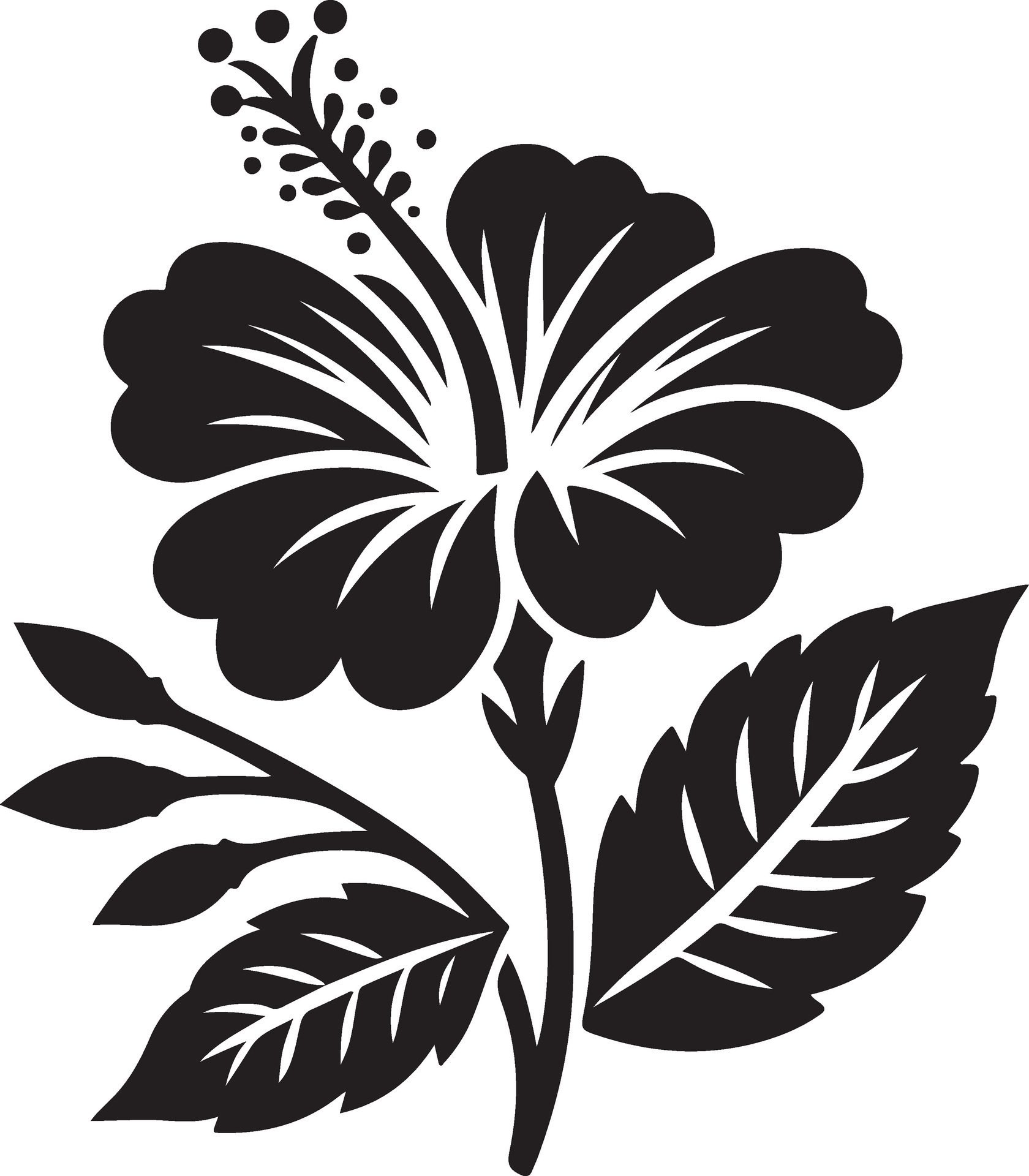 Hibiscus-flower-silhouette-free-vector