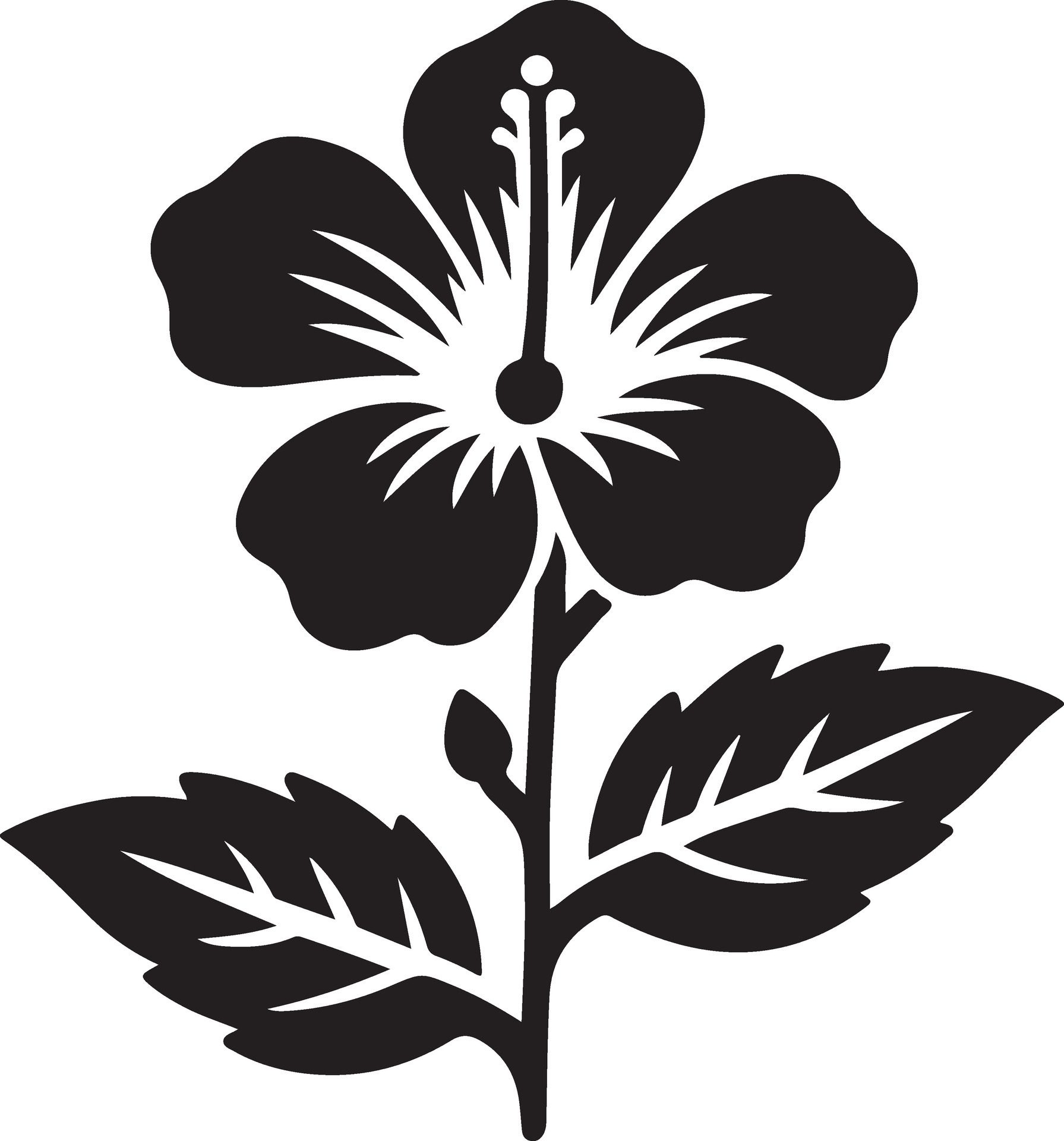 Hibiscus-flower-silhouette-illustration-free-vector