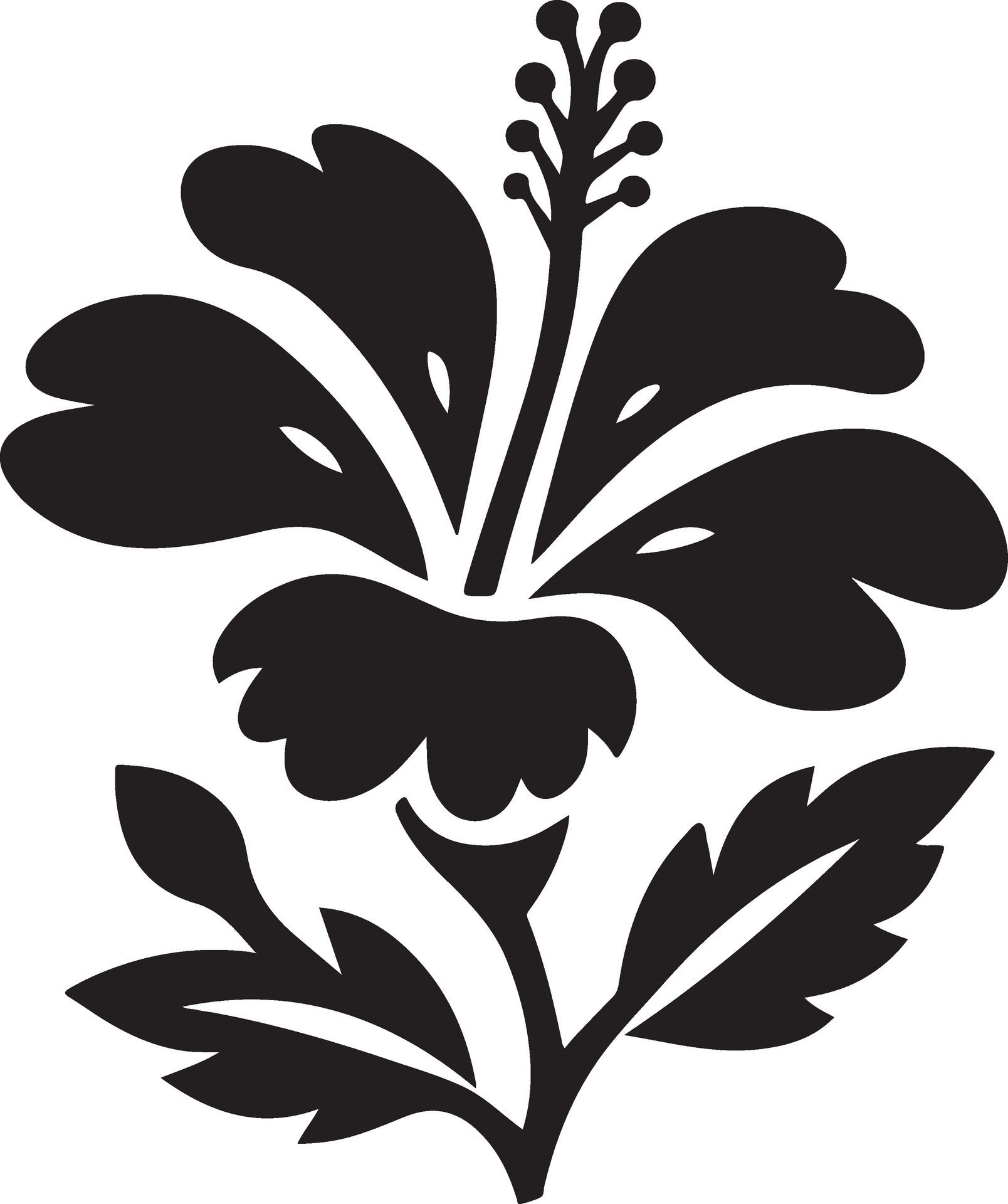 Hibiscus-silhouette-art-free-vector