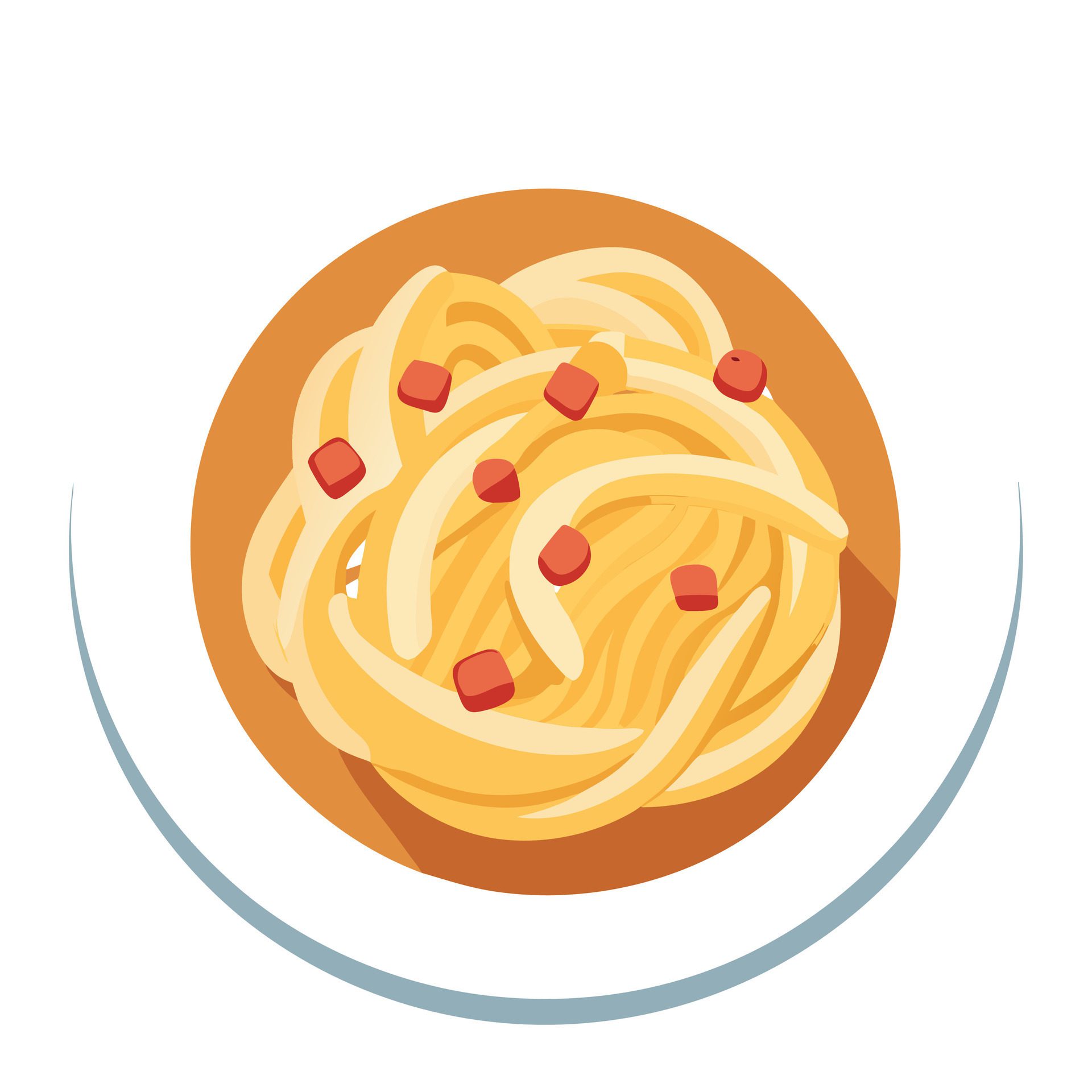 Luxurious-pasta-carbonara-with-bacon-and-parmesan-cheese-on-a-ceramic-plate-image-generated-by-ai-free-vector