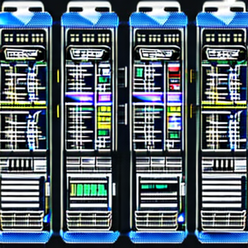 Enterprise server, a sleek, modern server rack with google's logo subtly incorporated, a small screen on the server displaying key performance metrics or a google ads dashboard, use google's color palette (blue, red, yellow, green) in various elements of the design, the overall style should be clean, precise, only the server , no more objects, vector style