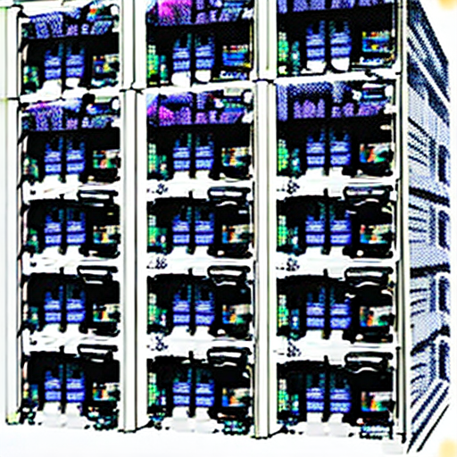 "create a detailed technical illustration of a google ads server. The image should be in a flat design style with a white background. Include the following elements: a sleek, modern server rack with google's logo subtly incorporated. Multiple server units stacked vertically, each with blinking led lights. Cables neatly organized and color-coded, connecting different parts of the server. Small icons or symbols representing different google ads platforms (search, display, youtube, shopping) integrated into the server design. A simplified data flow diagram overlaid on part of the server, showing input, processing, and output of ad data. Cooling systems visible, such as fans or liquid cooling pipes. A small screen on the server displaying key performance metrics or a google ads dashboard. Use google's color palette (blue, red, yellow, green) in various elements of the design. The overall style should be clean, precise, and somewhat futuristic, conveying the power and efficiency of google's ad serving technology. Ensure the illustration remains relatively simple and easy to understand at a glance, despite its technical nature. "