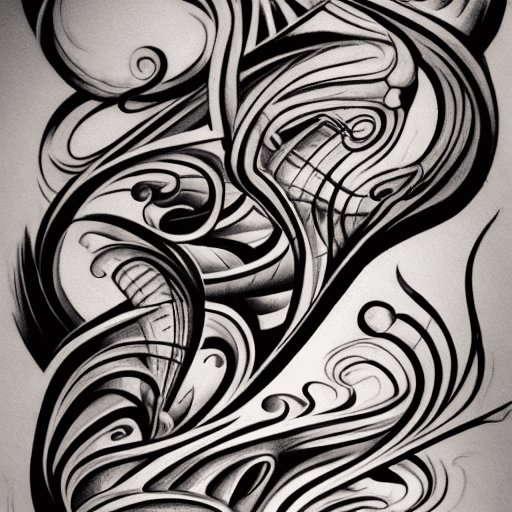 Surrealistic tattoo design, super simple, abstract, smooth flowing water, --ar 1:2 --stylize 750 --v 6