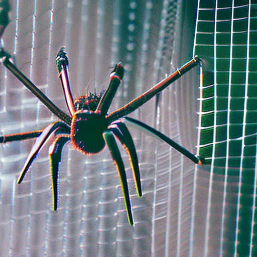A spider weaving a web, captured in a cinematic style.