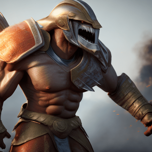 Hyper realistic spartan character design, smoke , photorealistic , octane render, unreal engine 5 , 1 8k, hyper detailed , diffuse lighting , 8k. Scene of a raging combat, background of chaos and conflict