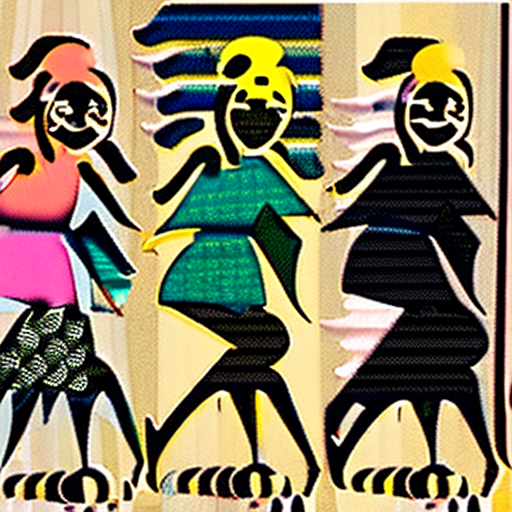 Stylized character illustration, women (late 50s to 70s) doing sports dance: 5-7 diverse women, cheerful expressions, some women plump and elastic body, fitness wear colorful cartoon style, clean lines, semi-realistic, korean silver women dynamic dance poses, fashionable dance outfits simple indoor studio background, vibrant colors subtle age indicators (silver hair streaks, laugh lines) musical elements suggesting upbeat atmosphere style: vibrant, energetic, fun character design mood: joyous, empowering, lively quality: clean lines, expressive features