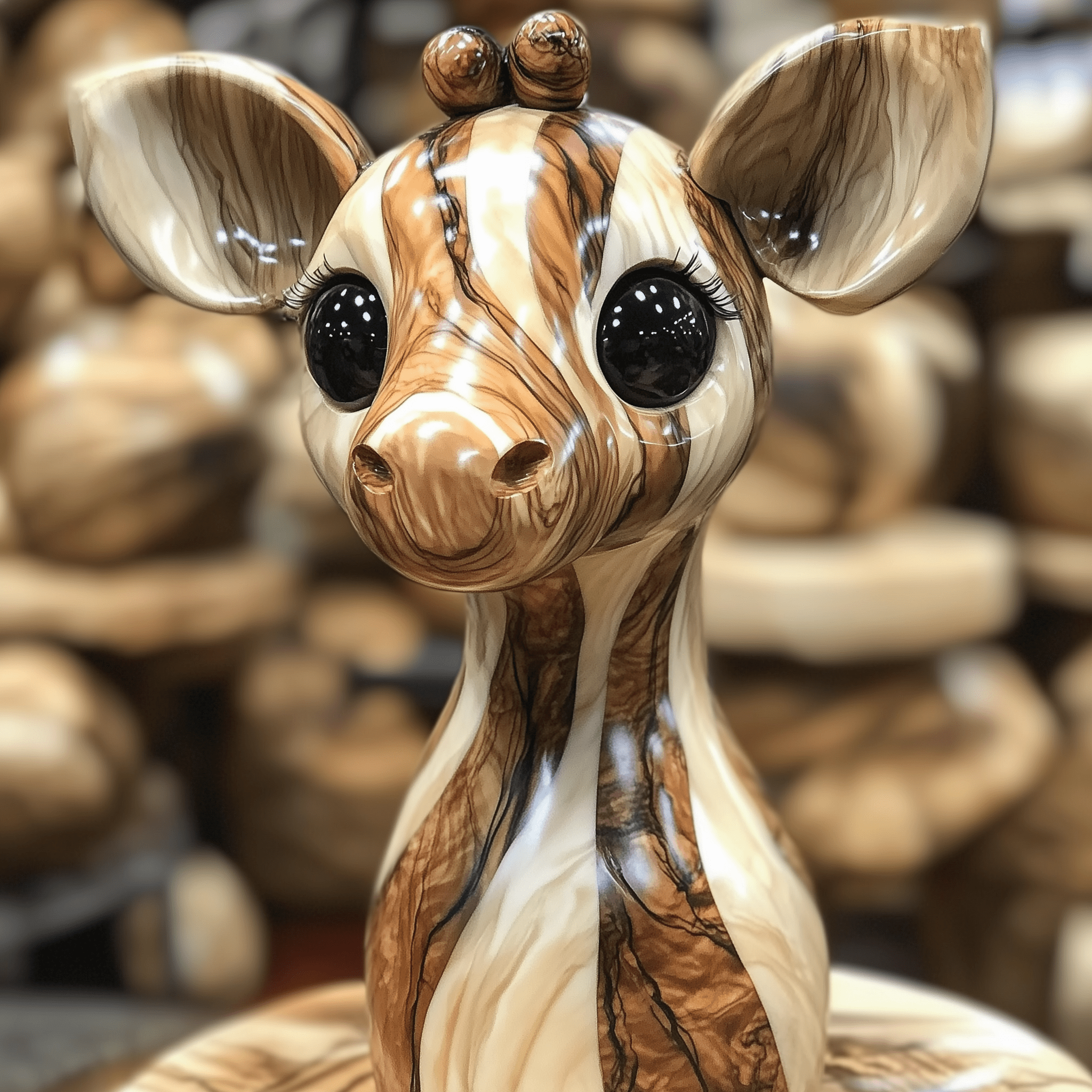 Lathe wood turning animal project art --chaos 70 --style raw --v 6. 1 --stylize 500 --weird 600