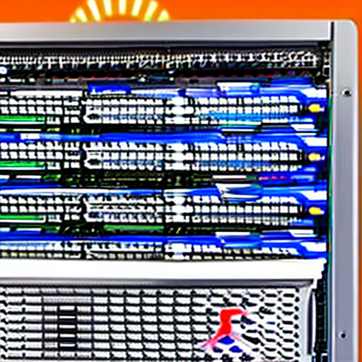 Enterprise server, a sleek, modern server rack with google's logo subtly incorporated, a small screen on the server displaying key performance metrics or a google ads dashboard, use google's color palette (blue, red, yellow, green) in various elements of the design, the overall style should be clean, precise