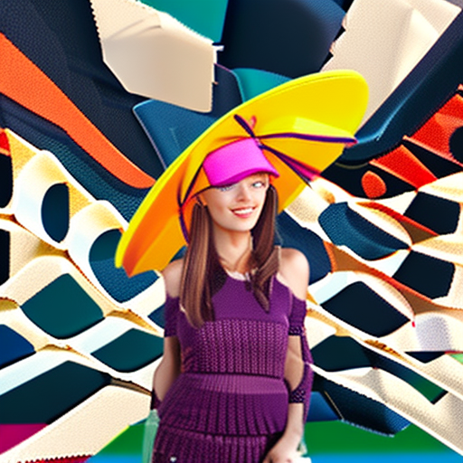 Uhd 4k vogue, a c cup size woman wearing a colorful organic hat, full_body