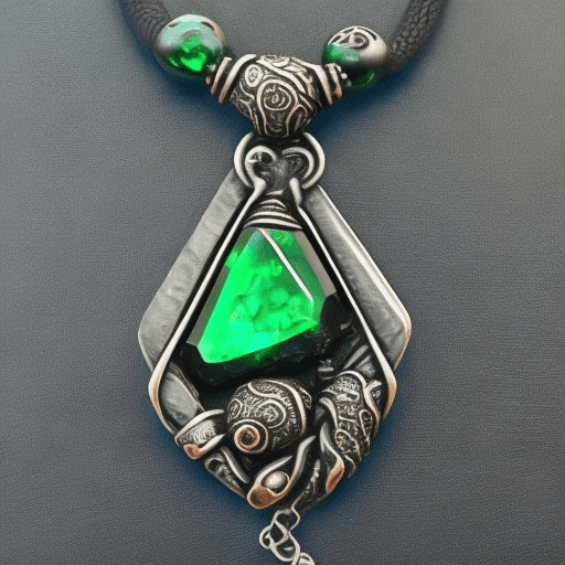 Two overlapping hands holding necklace pendant with poison jewel, mtg art by baga, mox, fantasy, green and black, anatomically correct