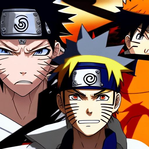 A double exposure of naruto anime. One character is naruto on the left side known for his vibrant orange outfit with the konoha headband and spiky golden hair, symbolizing the 7 th hokage. The second character in the right is obito uchiha depicted with his a dark hair and his kamui sharingan. Each of these characters have been illustrated showing their dream of becoming the hokage of the ninja village konoha.