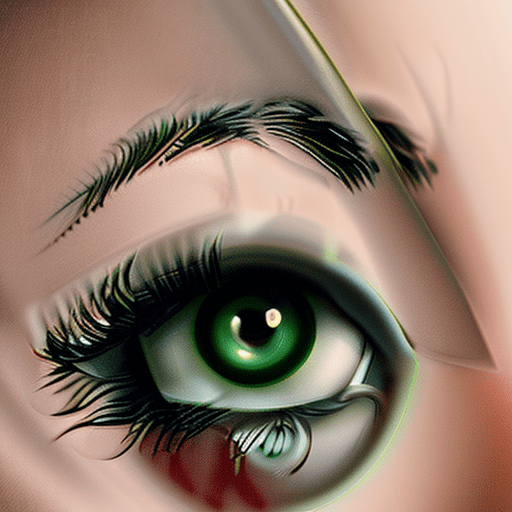 Hyper realistic eye level photo of a beautiful green eyed woman staring back at the camera