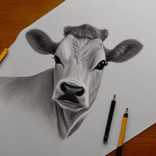 Minimalist cow focusing on the ears for a logo and being a drawing not realistic but cute