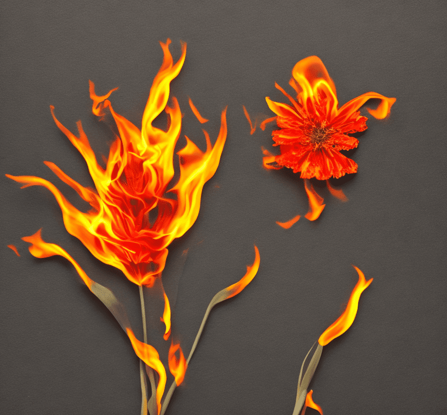 Firey flower on a black background