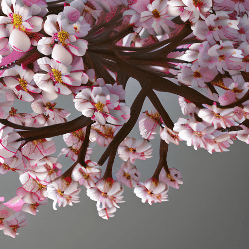 Cherry blossom bouquet, origami, artstation, t symmetrical artwork. Cinematic, hyper realism, high detail, octane render, 8k