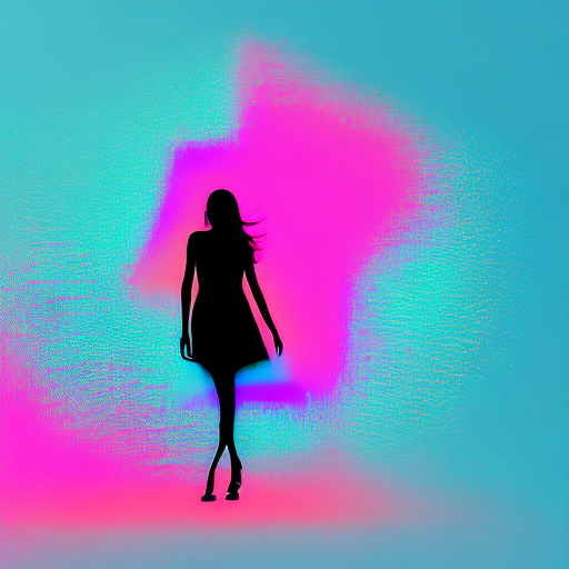 The shadow of a woman blending into a neon blue background, abstract, neon colors, futuristic
