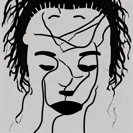 Create a high-impact, minimalist image that represents the concept of personal growth over time. The image should visually capture the idea of a person undergoing slow, steady transformation, but still feeling mentally stuck. Think of a silhouette of a human figure, with the body gradually regenerating or shedding old layers, while the head appears tangled or clouded to symbolize being mentally trapped. Incorporate subtle, abstract elements like a clock or circular patterns to suggest the passage of seven years. Colors should be a blend of muted tones (grays, dark blues) with a contrasting pop of color (like orange or green) to symbolize hope and renewal.