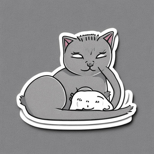 Grey cat and heartfelt sticker, in the style of simple line drawings, animated gifs --s 50