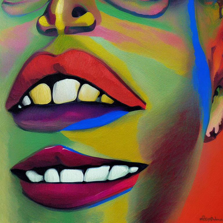 Lips of a woman, baskiat painting.