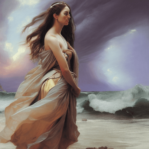 A woman in flowing robes waiting out the storm at night, oil painting by james gurney, osmar schindler, pino daeni, caravaggio, , oil on canvas, fine brush strokes, romanticism, liminalcore