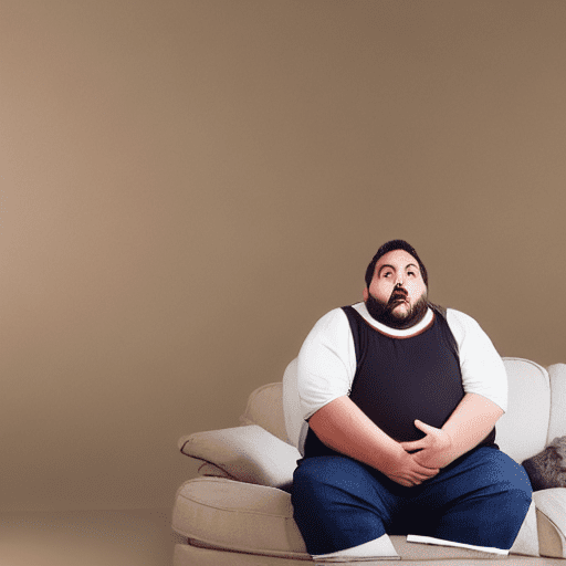 Realistic photo, fat obese latino man, sitting on couch, huge round distended belly, hairy, short haircut, belly reaching end to end.