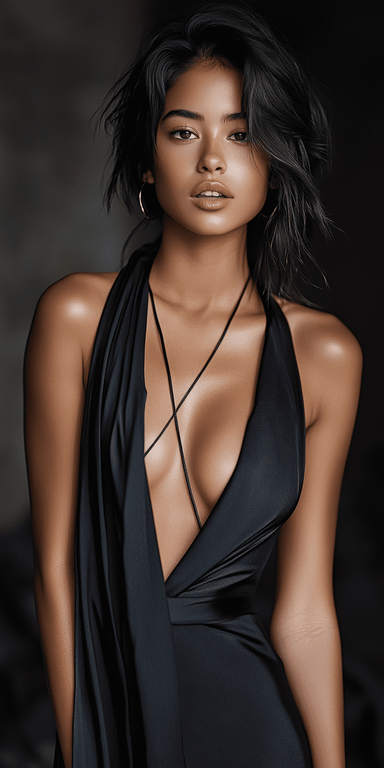 Elegant model, mid 20's, minimalistic portrait, in the style of high fashion professional photography, photorealistic, ultra-realistic, best quality, dark background --no freckles, blemishes --ar 1:2 --personalize 2gwf1qc --stylize 750 --v 6. 1